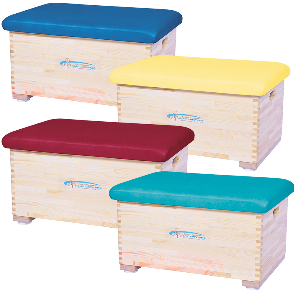 Sprungkasten klein aus Kiefernholz (farbig) - verschiedene Ausführungen