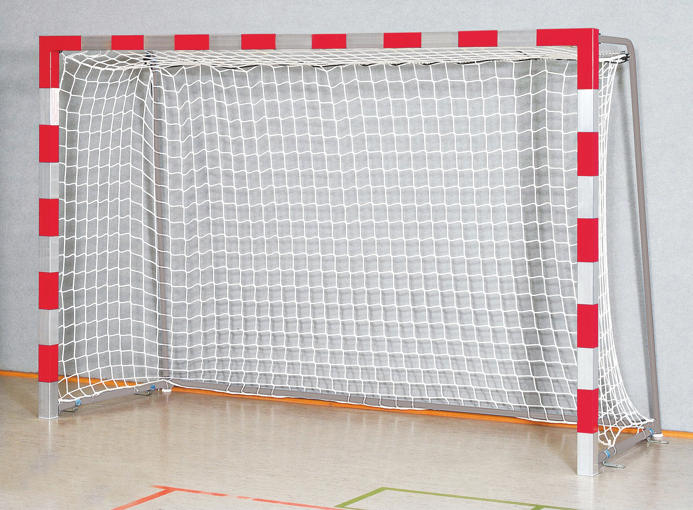 Handballtor Robust mit anklappbaren Torbügeln und Verbindungsstange