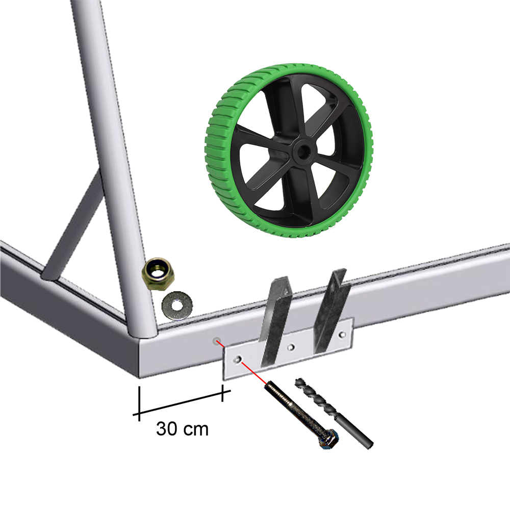 Transportrollen für Trainings- und Jugendtore Nachrüstsatz - Bild 3 - Vergrößern