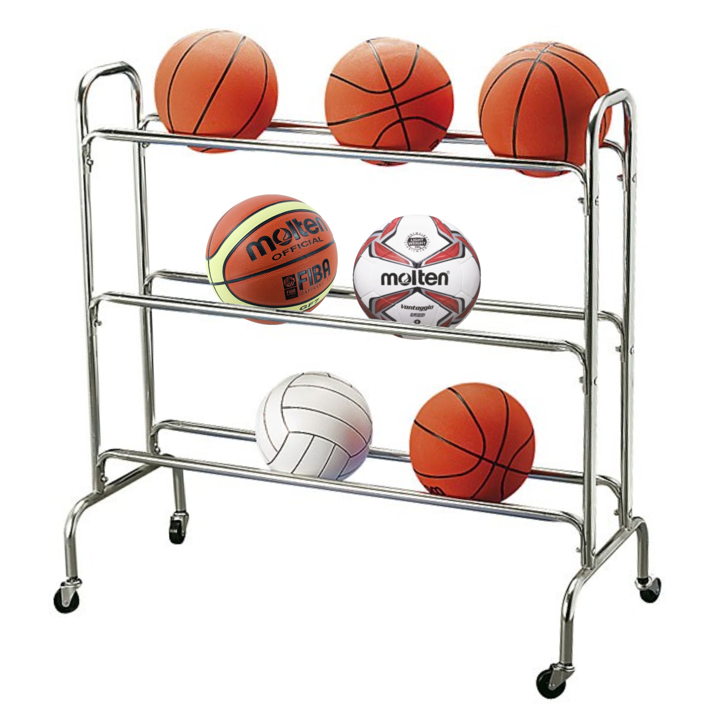 Ballregal aus Stahlrohr