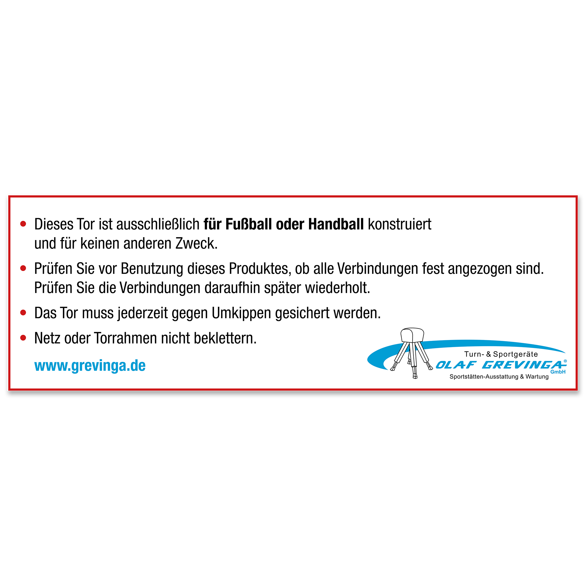 Aufkleber – Sicherheits-Warnschild für Tore