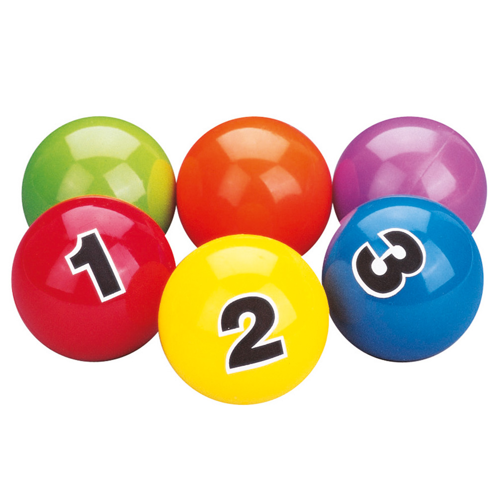6 durchnummerierte Jonglierbälle