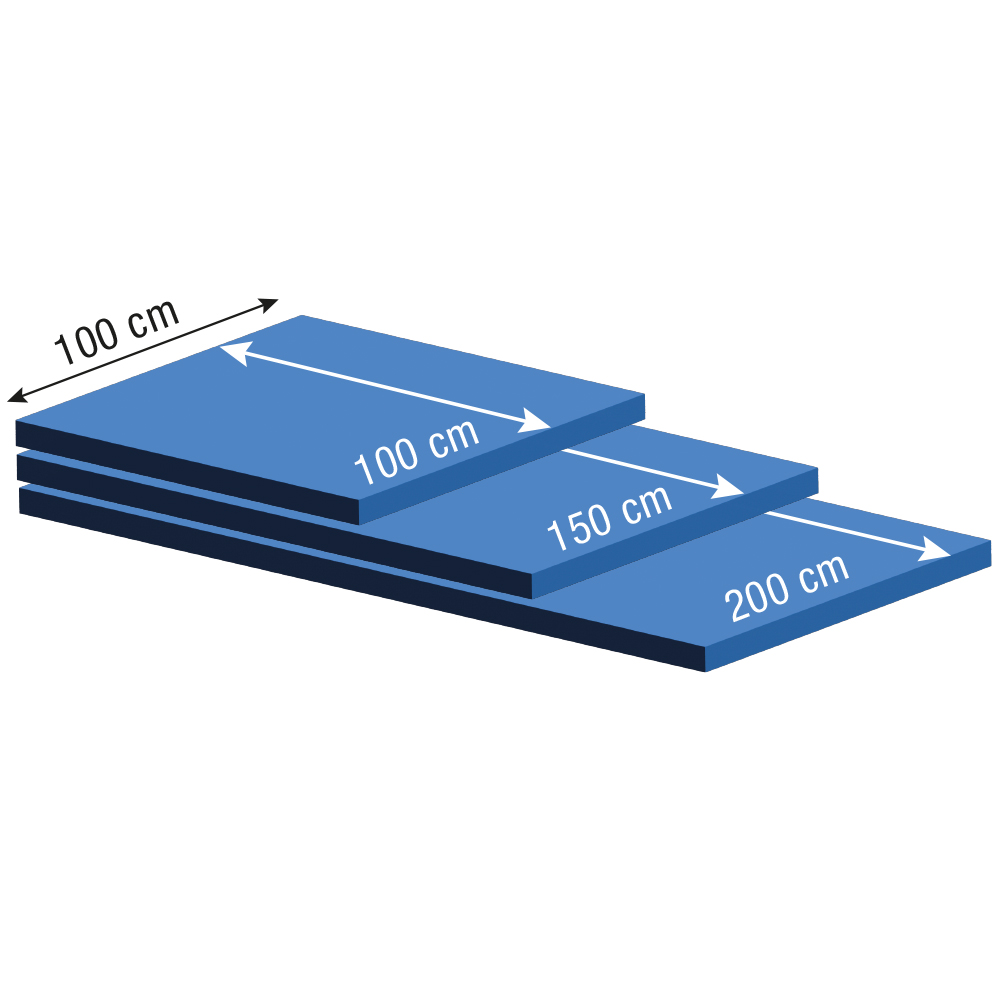Super-Leichtturnmatte Groessendarstellung 3 Groessen